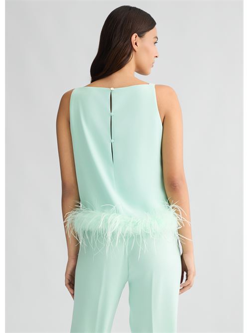 Top verde acqua con piume Liu Jo | CA5318T3970.X0687
